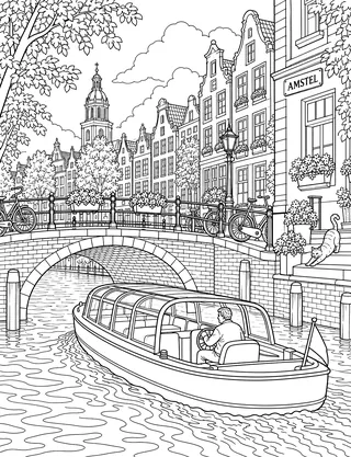 Detailed coloring page of Brouwersgracht Canal Ring