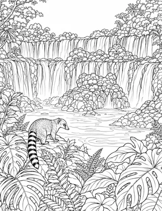 Detailed coloring page of Iguazú Falls