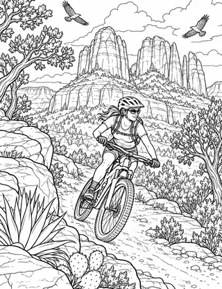 Detailed coloring page of Sedona'S Red-Rock Trails