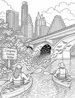 Detailed coloring page of Lady Bird Lake