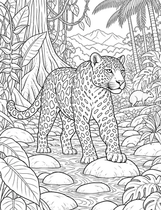 Detailed coloring page of Cockscomb Basin jaguar