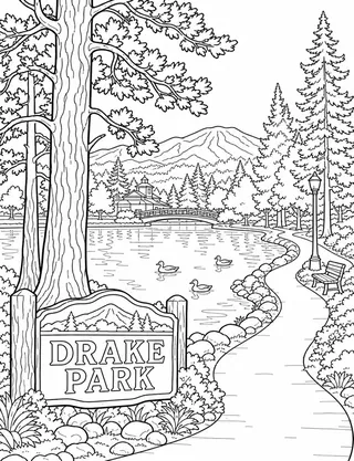 Detailed coloring page of Deschutes River
