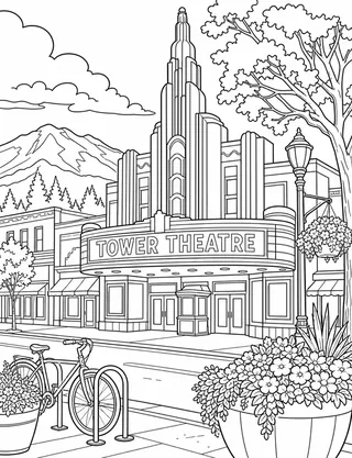Detailed coloring page of Mount Bachelor