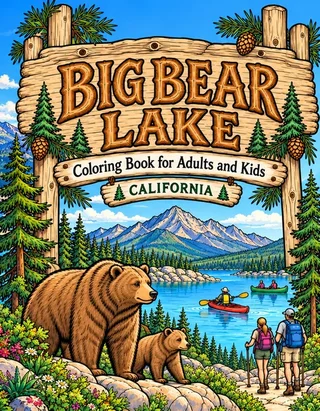 Big Bear Coloring Book for Adults cover illustration by Louisa May Carson