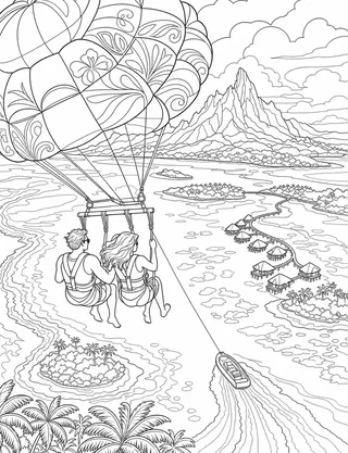 Detailed coloring page of Balloon-lagoon-panorama
