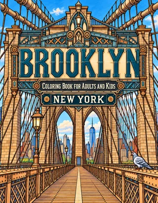 Brooklyn Coloring Book for Adults cover illustration by Louisa May Carson