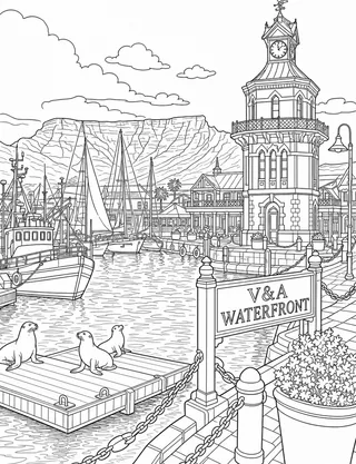 Detailed coloring page of Table Mountain Flat Plateau