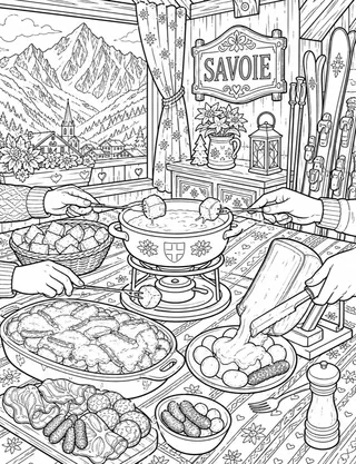 Detailed coloring page of Mer de Glace Ice Cave
