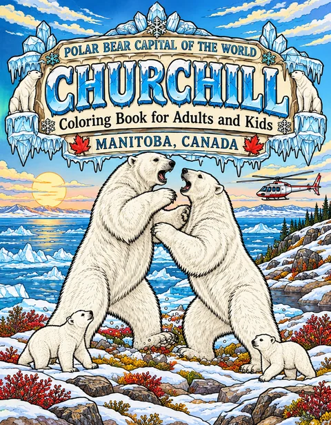 Churchill Coloring Book for Adults cover illustration by Louisa May Carson