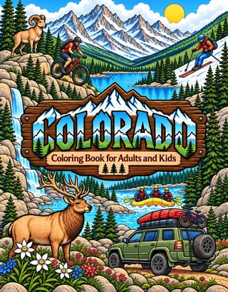 Colorado Coloring Book for Adults cover illustration by Louisa May Carson