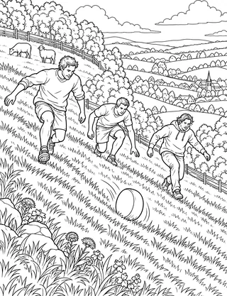 Detailed colouring page of Cleeve Hill escarpment pasture