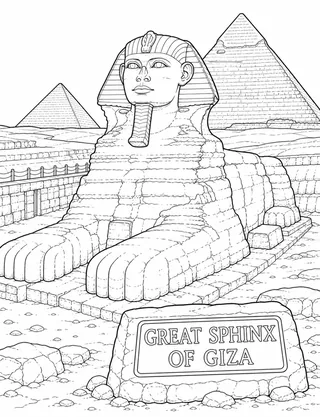 Detailed coloring page of Great Sphinx featuring Great Sphinx Of Giza sign