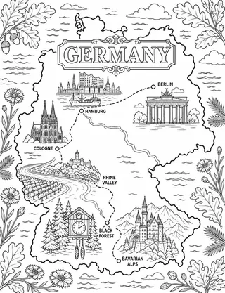 Illustrated travel map of Germany landmarks and attractions
