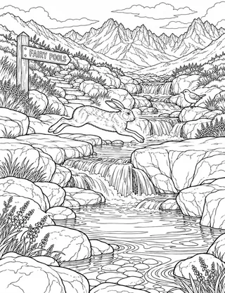 Detailed colouring page of Fairy Pools