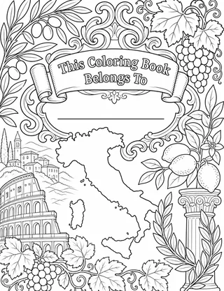 Belongs-To Page inside Italy Coloring Book for Adults