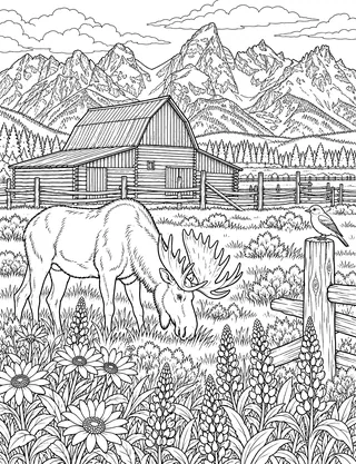 Detailed coloring page of Mormon Row T
