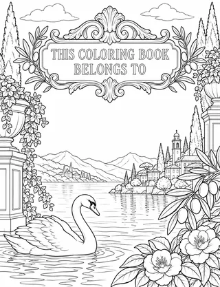 Belongs-To Page inside Lake Como Coloring Book for Adults
