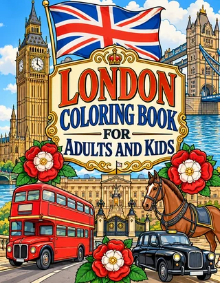 London Coloring Book for Adults cover illustration by Louisa May Carson