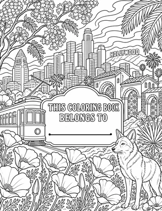 Belongs-To Page inside Los Angeles Coloring Book for Adults