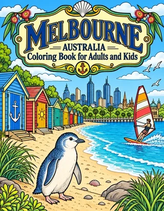 Melbourne Coloring Book for Adults cover illustration by Louisa May Carson