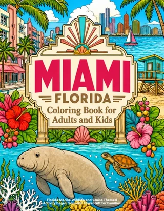 Miami Coloring Book for Adults cover illustration by Louisa May Carson