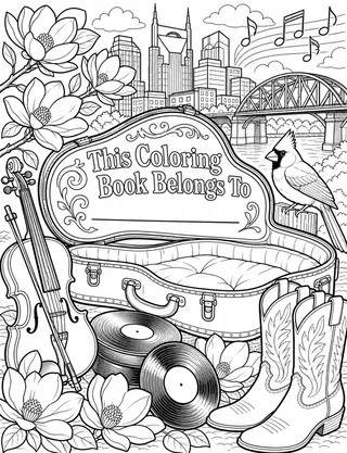 Belongs-To Page inside Nashville Tennessee Coloring Book for Adults