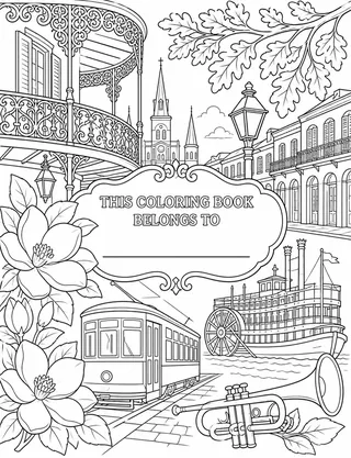Belongs-To Page inside New Orleans Coloring Book for Adults