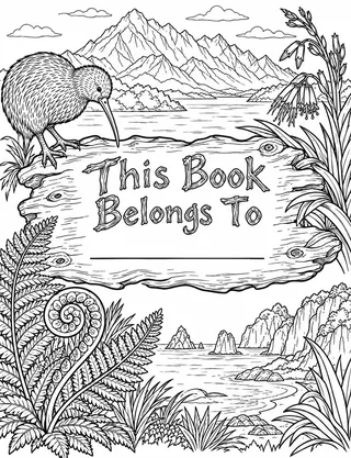 Belongs-To Page inside New Zealand Coloring Book for Adults