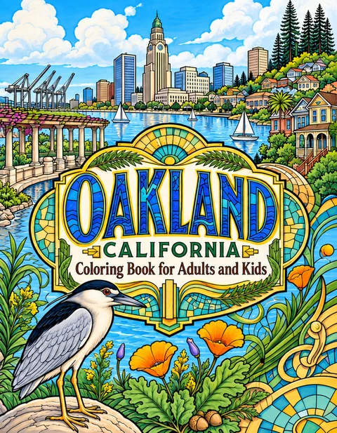 Oakland Coloring Book for Adults cover illustration by Louisa May Carson