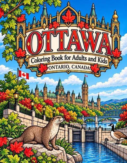 Ottawa Coloring Book for Adults cover illustration by Louisa May Carson