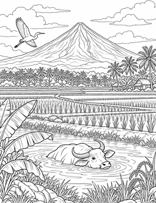 Detailed coloring page of Mayon Volcano