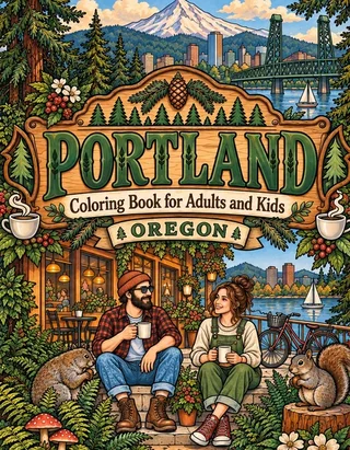 Portland Coloring Book for Adults cover illustration by Louisa May Carson