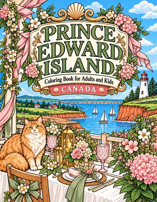 Prince Edward Island Coloring Book for Adults cover illustration by Louisa May Carson
