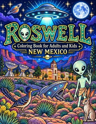 Roswell Coloring Book for Adults cover illustration by Louisa May Carson