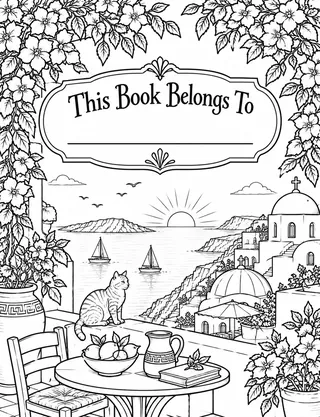 Belongs-To Page inside Santorini Coloring Book for Adults