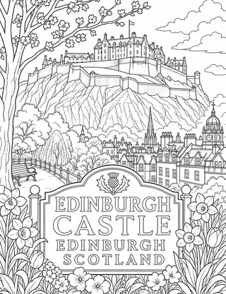 Detailed colouring page of Scotland_title featuring Scotland sign