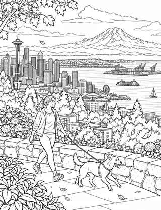 Detailed coloring page of Kerry Park