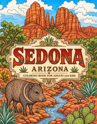Sedona Coloring Book for Adults cover illustration by Louisa May Carson