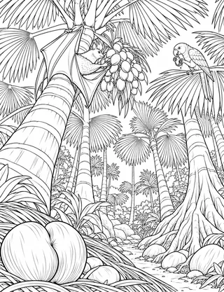 Detailed coloring page of Vallee de Mai Coco de Mer Canopy