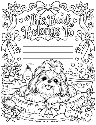 Belongs-To Page inside Shih Tzu Coloring Book for Adults