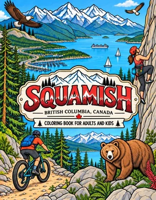 Squamish Coloring Book for Adults cover illustration by Louisa May Carson