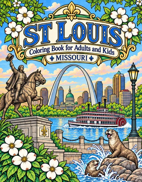 St Louis Coloring Book for Adults cover illustration by Louisa May Carson