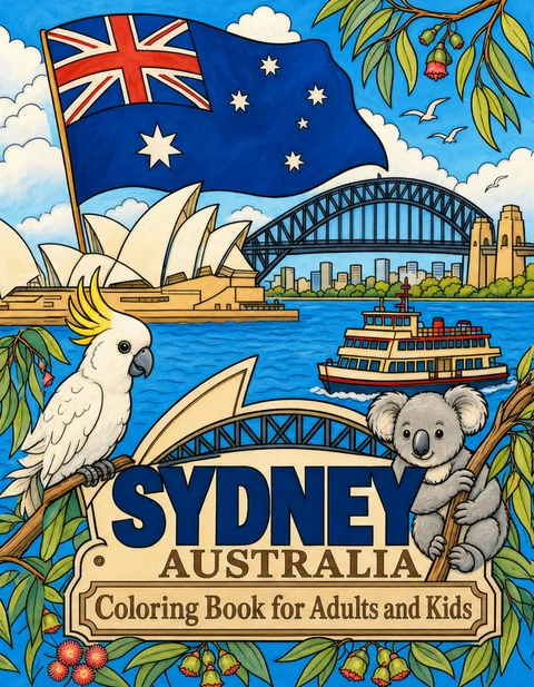 Sydney Coloring Book for Adults cover illustration by Louisa May Carson