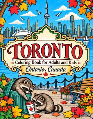 Toronto Coloring Book for Adults cover illustration by Louisa May Carson
