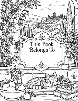 Belongs-To Page inside Tuscany Coloring Book for Adults