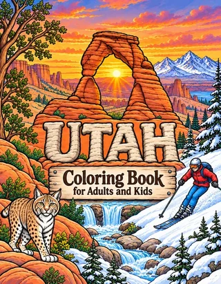Utah Coloring Book for Adults cover illustration by Louisa May Carson