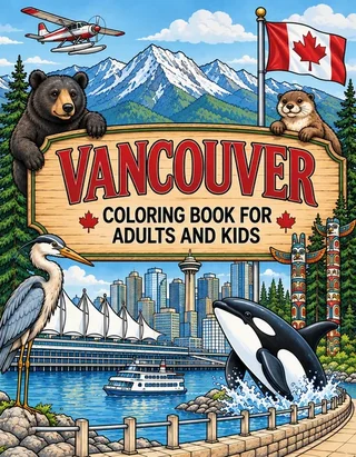 Vancouver Coloring Book for Adults cover illustration by Louisa May Carson