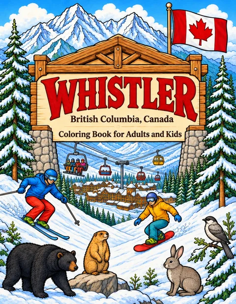 Whistler Coloring Book for Adults cover illustration by Louisa May Carson