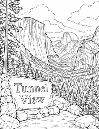 Detailed coloring page of Granite Monolith of El Capitan