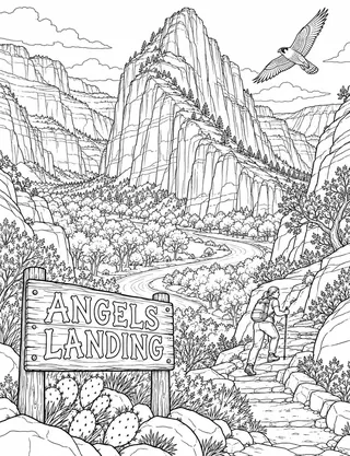 Detailed coloring page of Angels Landing Signature Canyon Vista
